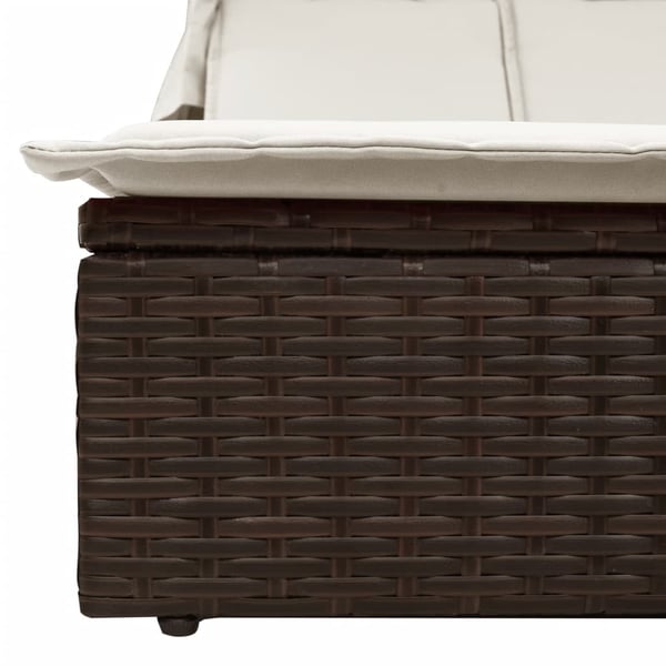 vidaXL solseng med baldakin og hynder polyrattan brun