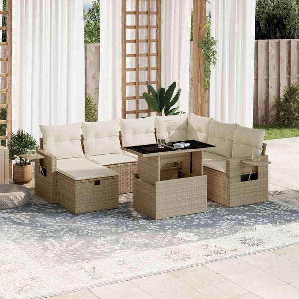 vidaXL sofasæt til haven 8 dele med hynder polyrattan beige