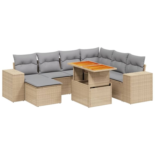 vidaXL sofasæt til haven 8 dele med hynder polyrattan beige