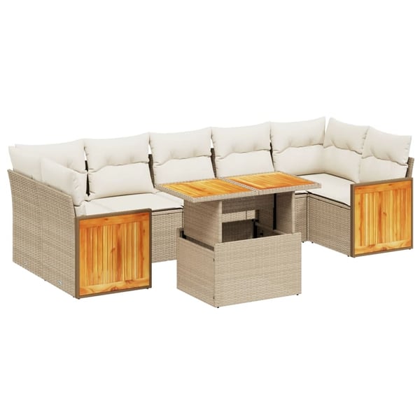 vidaXL sofasæt til haven 8 dele med hynder polyrattan beige