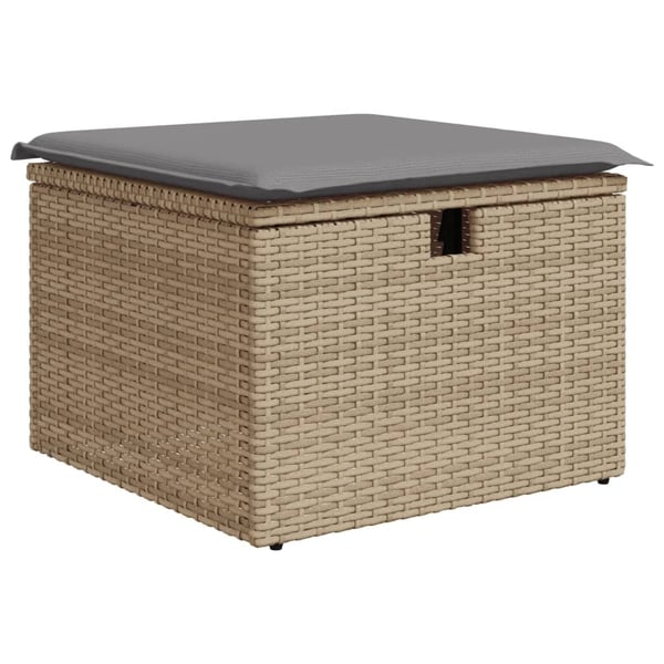 vidaXL Matgrupp för trädgården med dynor 8 delar beige konstrotting