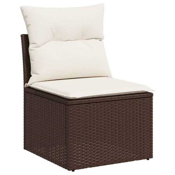 vidaXL sofasæt til haven 7 dele med hynder polyrattan brun