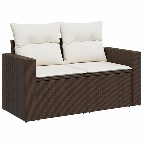 vidaXL sofasæt til haven 9 dele med hynder polyrattan brun