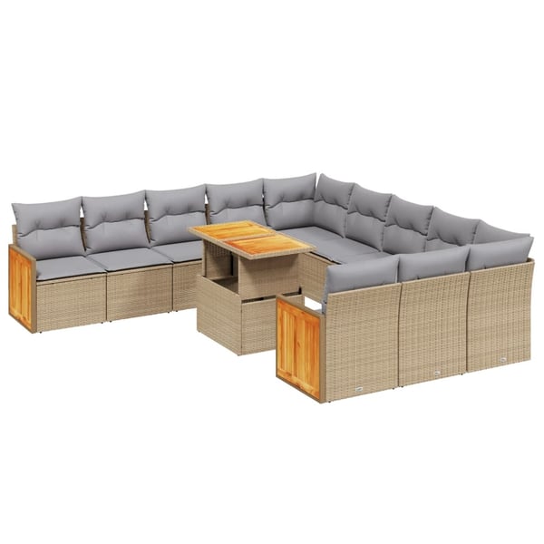 vidaXL sofasæt til haven 11 dele med hynder polyrattan beige