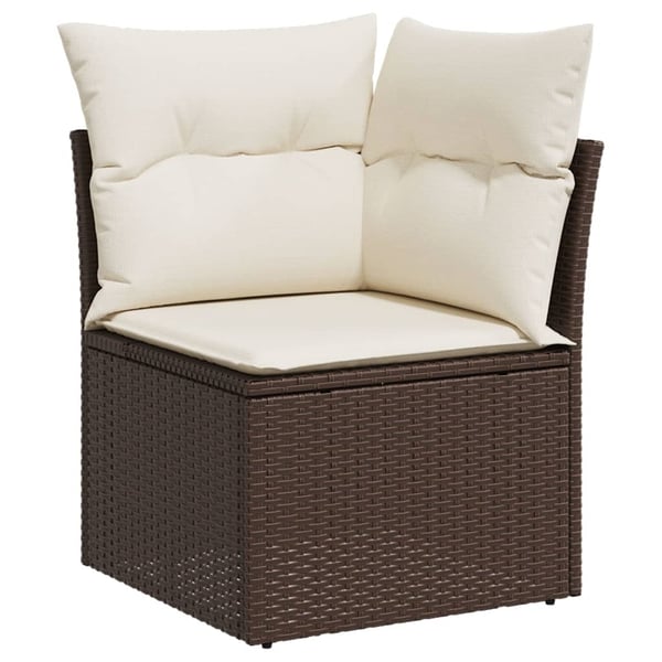 vidaXL sofasæt til haven 7 dele med hynder polyrattan brun