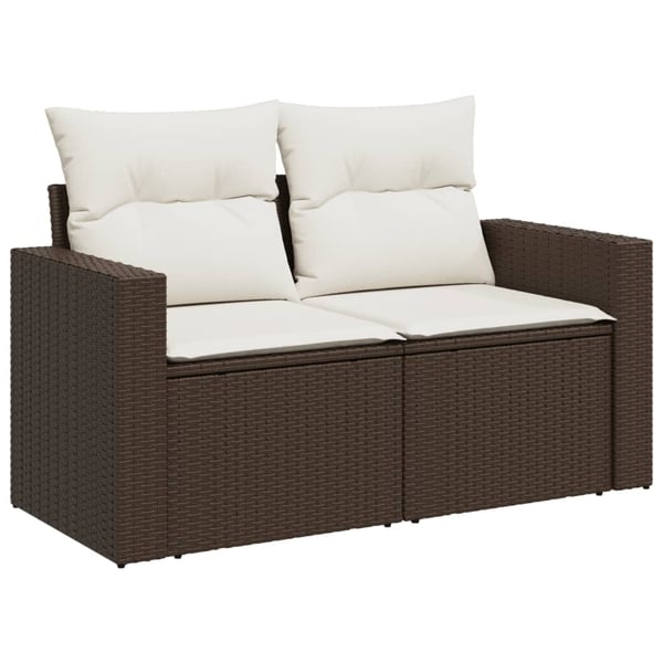 vidaXL sofasæt til haven 7 dele med hynder polyrattan brun
