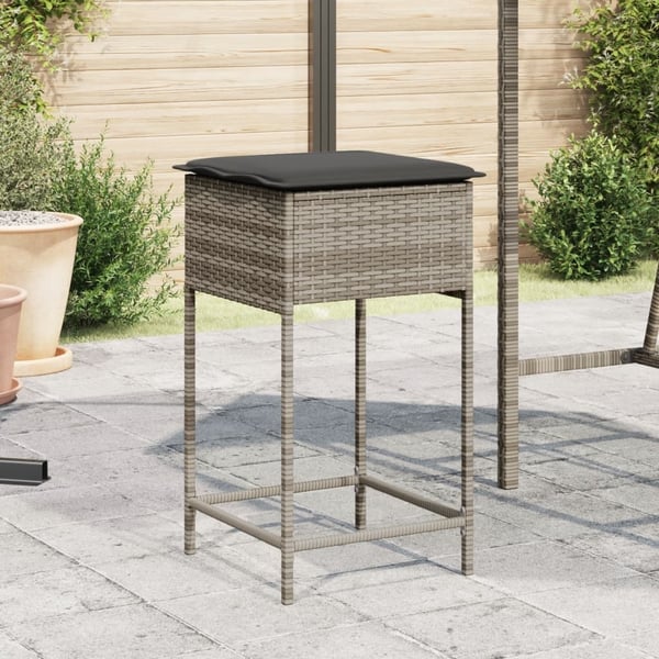 vidaXL barstole til haven med hynder 2 stk. polyrattan grå