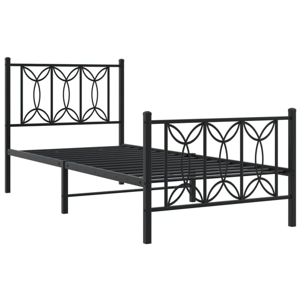 vidaXL Sengeramme i metall med hode- og fotgavl svart 80x200 cm