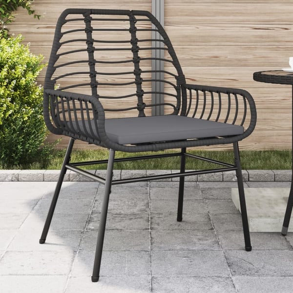 vidaXL havestole 2 stk. med hynder polyrattan sort