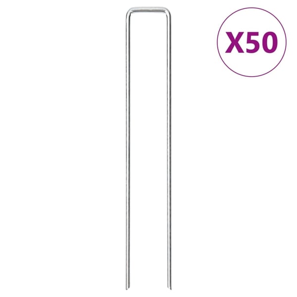 vidaXL jordpløkker 50 stk. U-facon 20x3,5 cm galvaniseret stål