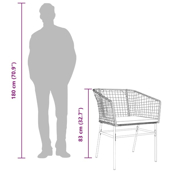 vidaXL havestole 2 stk. med hynder polyrattan brun