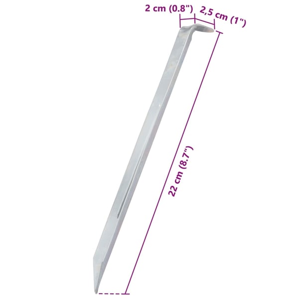 vidaXL Teltplugger 24 stk 22 cm Ø20 mm galvanisert stål