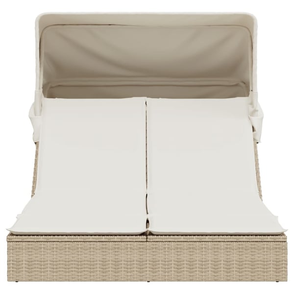 vidaXL solseng med baldakin og hynder polyrattan beige