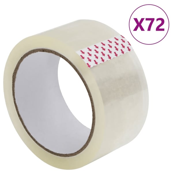 vidaXL Pakkausteippi 72 kpl läpinäkyvä 48 mm x 66 m