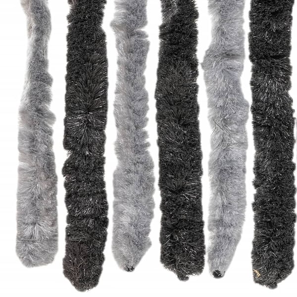 vidaXL flueforhæng 56x200 cm chenille grå og sort