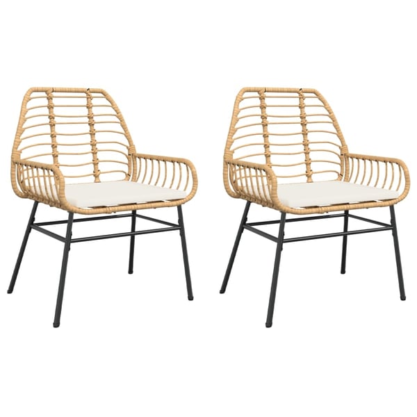 vidaXL havestole 2 stk. med hynder polyrattan brun