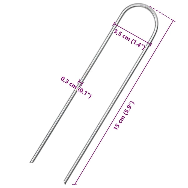 vidaXL Jordplugger U-formet 50 stk 15x3,5 cm galvanisert stål
