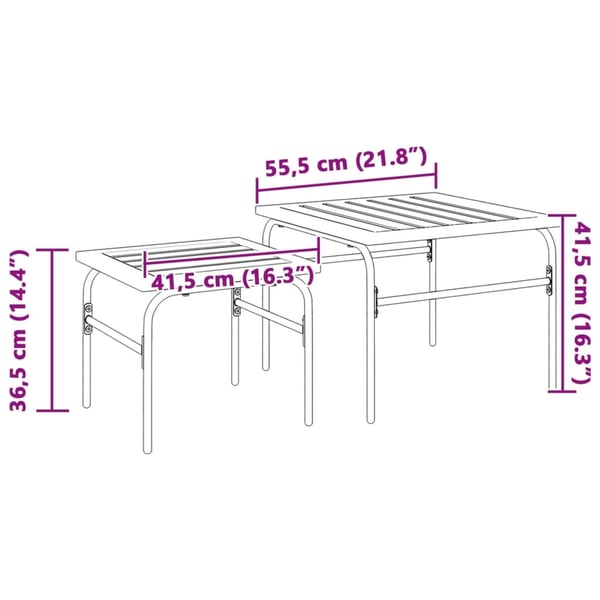 vidaXL Stablebare salongbord 2 stk brun og svart stål