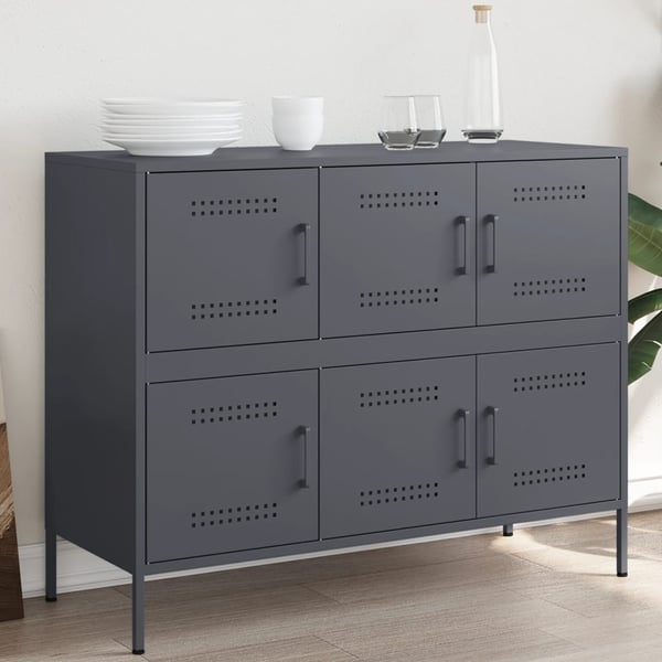 vidaXL skab 100,5x39x79 cm stål antracitgrå