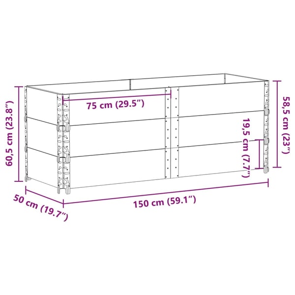 vidaXL Pallekarmer 3 stk grå 150x50 cm heltre furu
