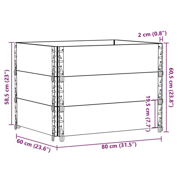 vidaXL Pallekarmer 3 stk grå 80x60 cm heltre furu