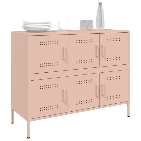 vidaXL skab 100,5x39x79 cm stål lyserød