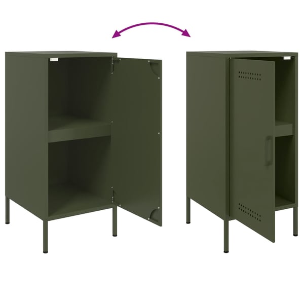 vidaXL Skjenker 2 stk olivengrønn 36x39x79 cm stål