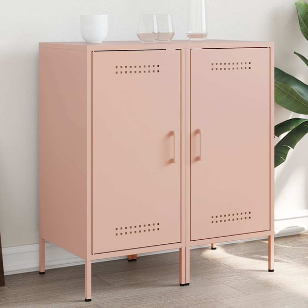 vidaXL Skjenker 2 stk rosa 36x39x79 cm stål