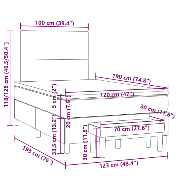 vidaXL kontinentalseng med madras 120x190 cm stof gråbrun