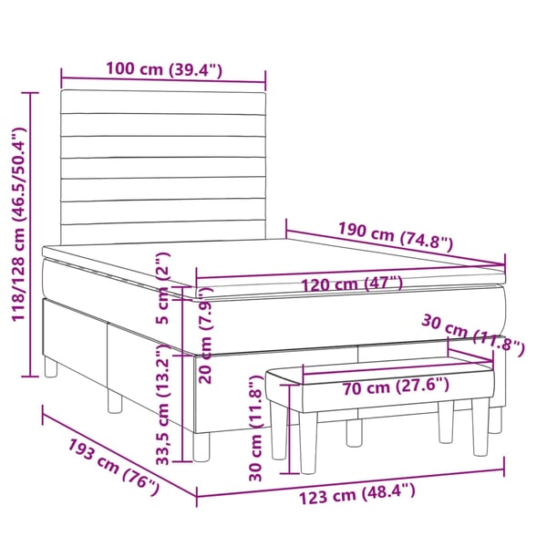 vidaXL kontinentalseng med madras 120x190 cm stof gråbrun
