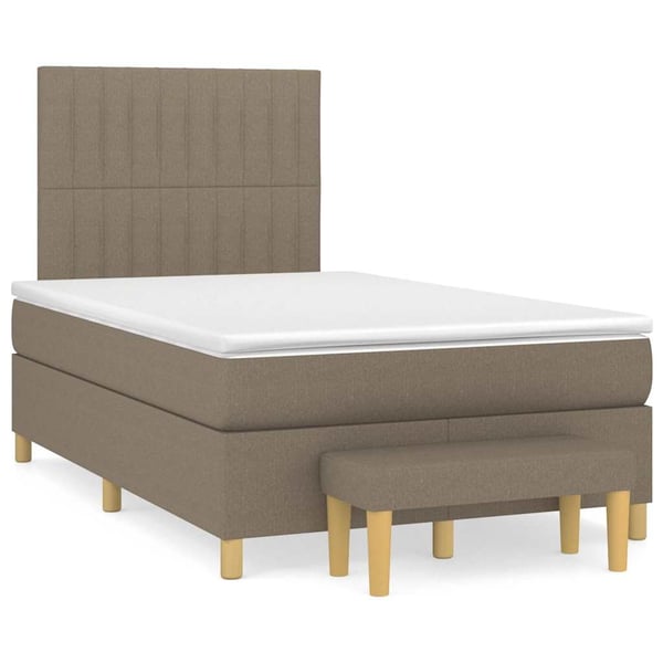 vidaXL kontinentalseng med madras 120x190 cm stof gråbrun