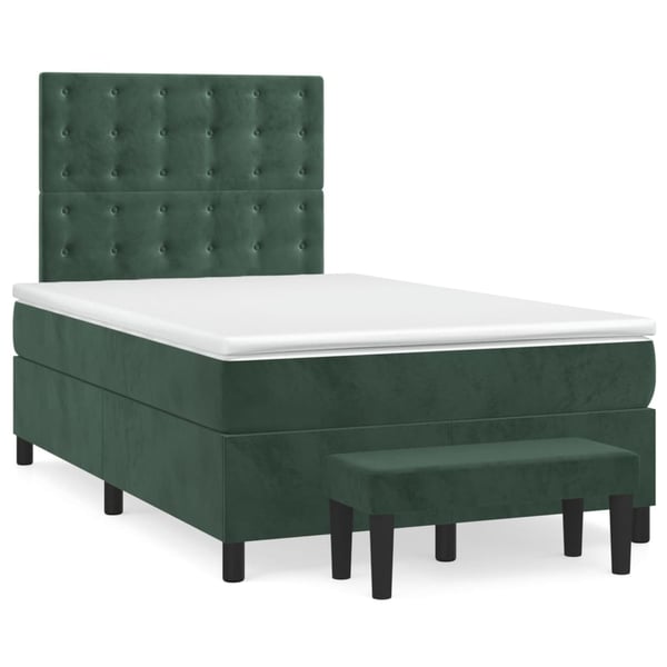vidaXL kontinentalseng med madras 120x190 cm velour mørkegrøn