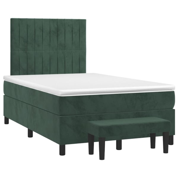 vidaXL kontinentalseng med madras 120x190 cm velour mørkegrøn