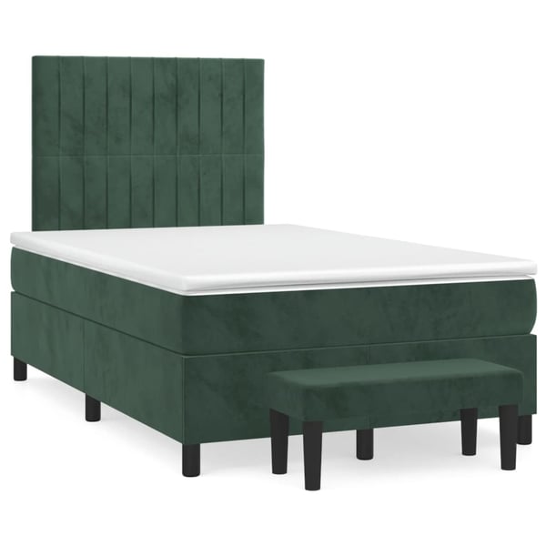vidaXL kontinentalseng med madras 120x190 cm velour mørkegrøn