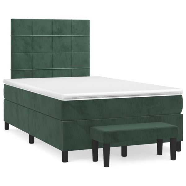 vidaXL kontinentalseng med madras 120x190 cm velour mørkegrøn
