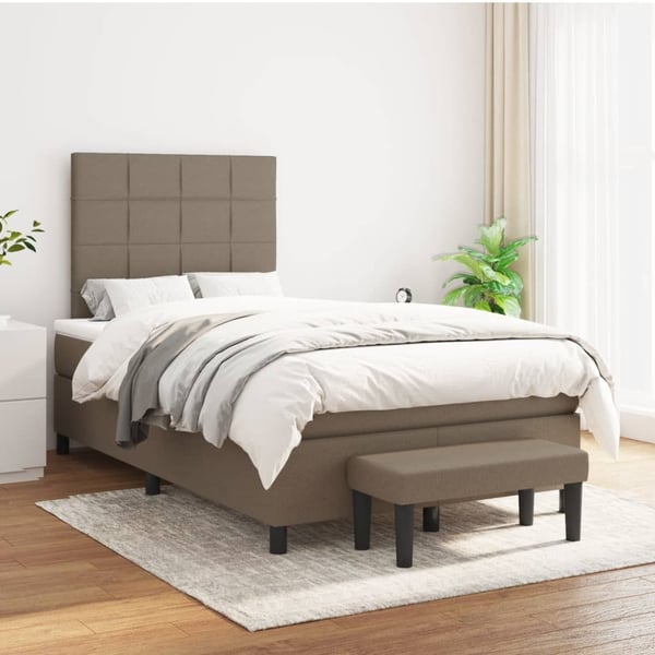 vidaXL kontinentalseng med madras 120x190 cm stof gråbrun