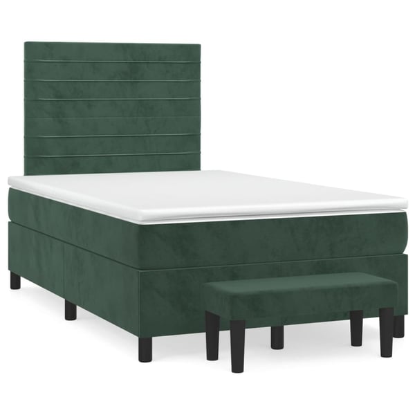 vidaXL kontinentalseng med madras 120x190 cm velour mørkegrøn