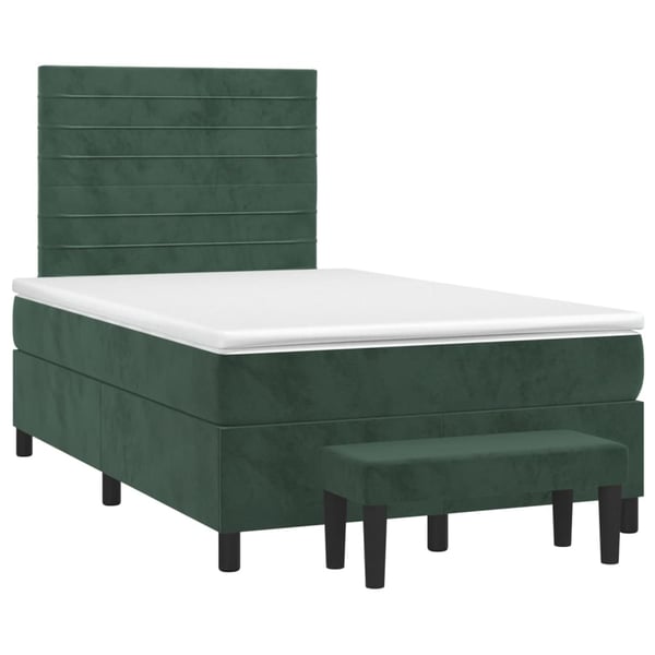 vidaXL kontinentalseng med madras 120x190 cm velour mørkegrøn