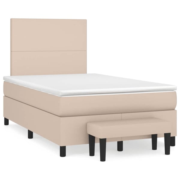 vidaXL kontinentalseng 120x190 cm kunstlæder cappuccinofarvet