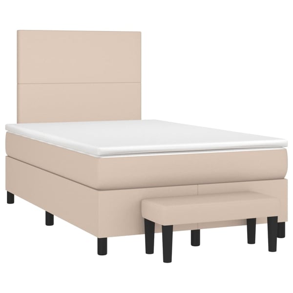 vidaXL kontinentalseng 120x190 cm kunstlæder cappuccinofarvet