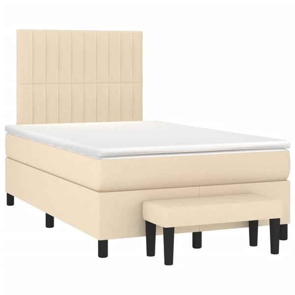 vidaXL kontinentalseng med madras 120x190 cm stof cremefarvet