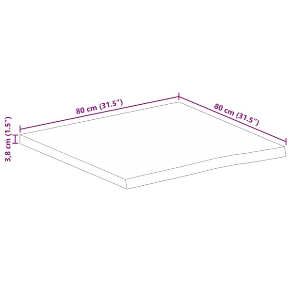vidaXL Bordplate naturlig kant 80x80x3,8 cm heltre mango