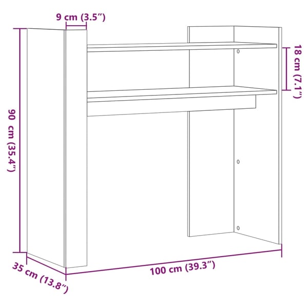 vidaXL Konsollbord sonoma eik 100x35x90 cm konstruert tre
