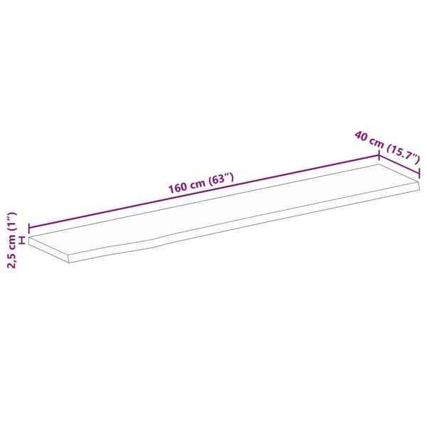 vidaXL Bordplate 160x40x2,5 cm naturlig kant heltre mango