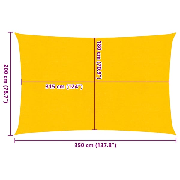 vidaXL solsejl 2x3,5 m 160 g/m² HDPE rektangulær gul