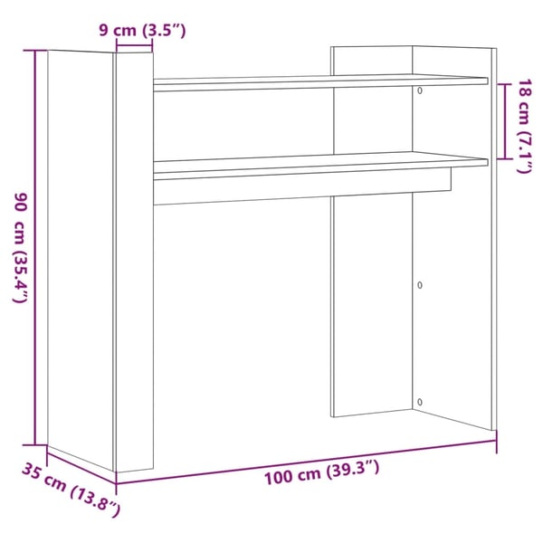 vidaXL Konsollbord sonoma eik 100x35x90 cm konstruert tre