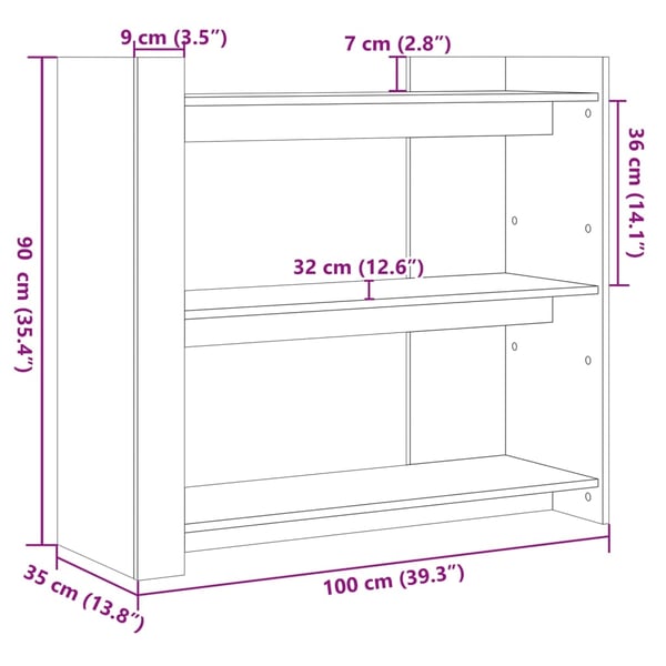 vidaXL Konsollbord betonggrå 100x35x90 cm konstruert tre