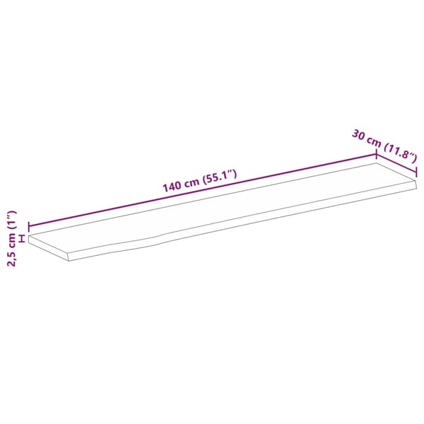 vidaXL Bordplate med naturlig kant 140x30x2,5 cm heltre mango