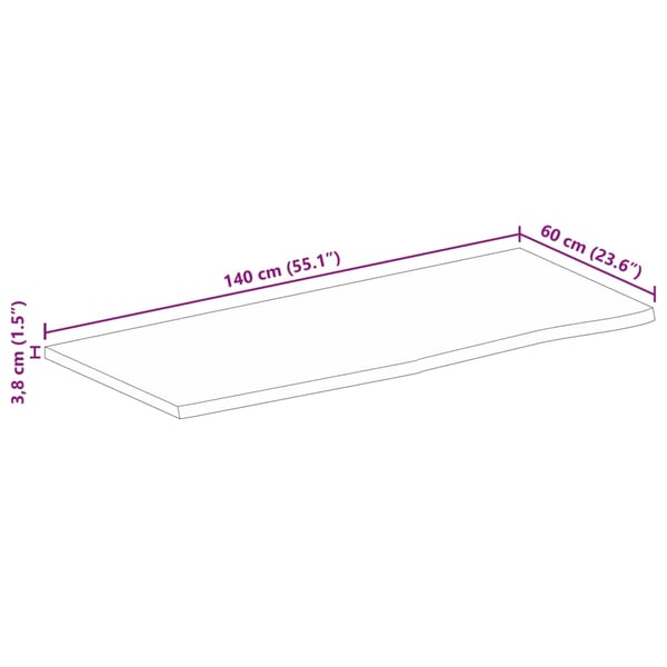 vidaXL Bordplate 140x60x3,8 cm naturlig kant heltre mango