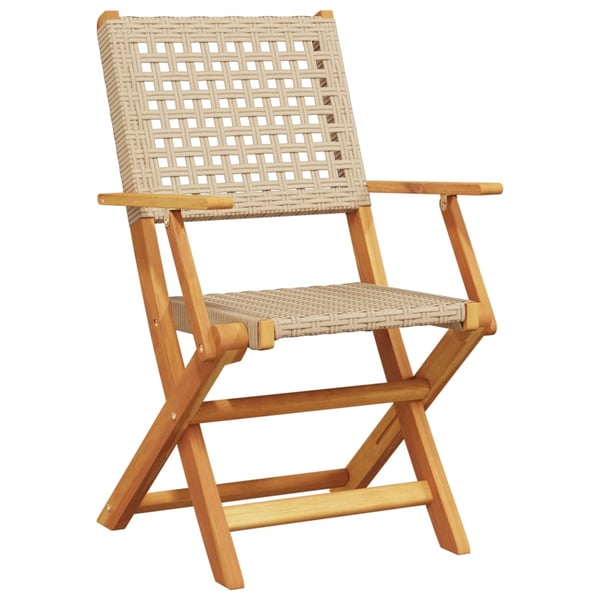 vidaXL spisebordssæt til haven 5 dele polyrattan og massivt træ beige